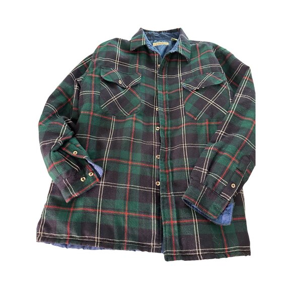 VTG Trails End Men XL Plaid Wool Quilted Jacket lined Button Shirt Shacket Chore - Picture 1 of 9